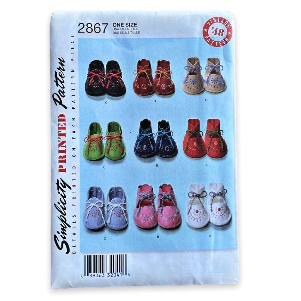 Simplicity Printed “Vintage ‘48 Pattern” 2867 Baby Shoes OS Uncut
